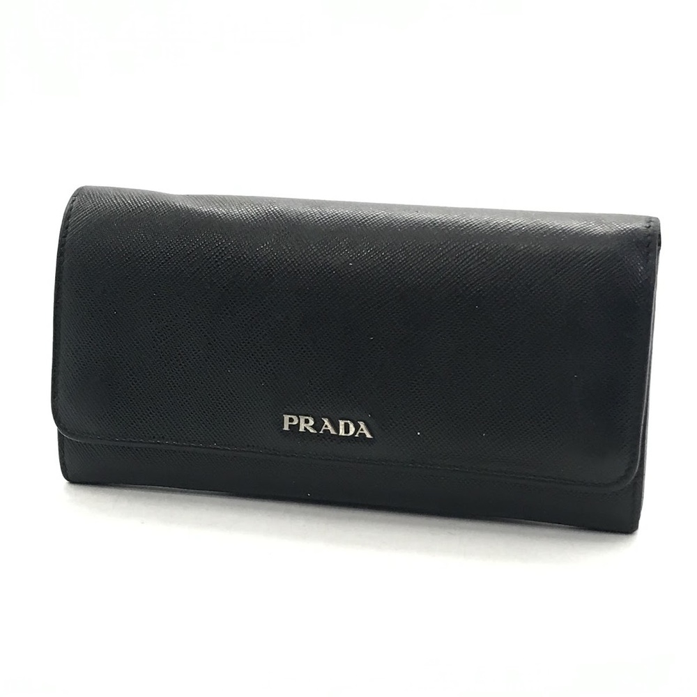 Prada Saffiano Bicolo Bifold Long Wallet Black